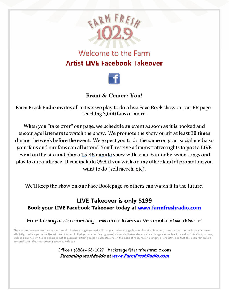 Artist Live Facebook Takeover