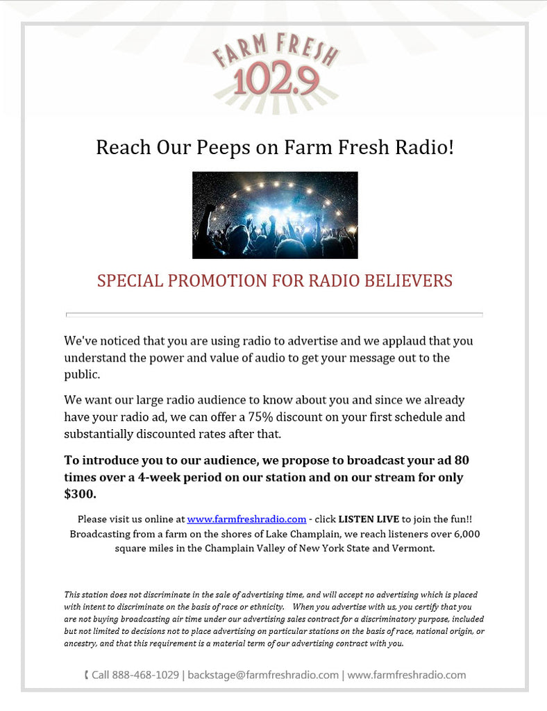 Reach Our Peeps on Farm Fresh Radio!