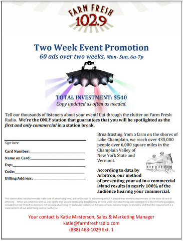 Two Week Event Package